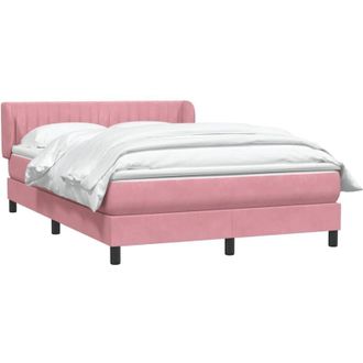 vidaXL Cama Box Spring Con Colch&oacute;n Terciopelo Rosa 140x220 Cm Vidaxl