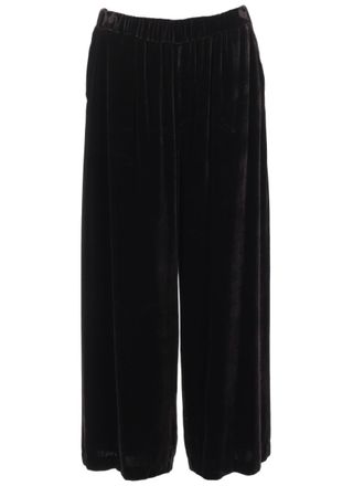 P.A.R.O.S.H. Cropped Loose Black Wide-Leg Pants With Elastic Waistband