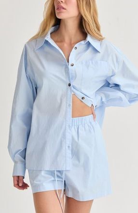 Crescent Oversized Poplin Shirt Two Piece Set in Light Blue at Nordstrom, Size Large