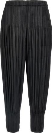 Pleats Please Issey Miyake Black Polyester Casual Womens Pants