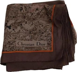 Dior Pre-owned Silk scarves - Dames - Vintage Accessoires - Bruin - ONE Size - Vintage