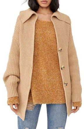 Free People Swim Too Deep Cardigan in Almond at Nordstrom Rack, Size X-Large
