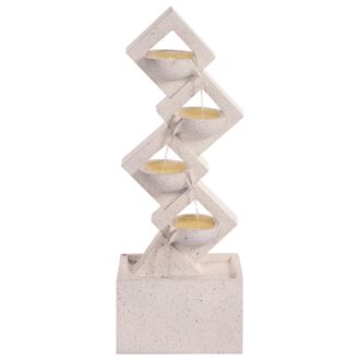 Beliani Fuente De Jard&iacute;n Exterior Cascada Con Luz Led Enchufe Resina Beige Shegar