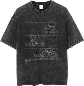 Generic Solo Leveling Anime T-Shirt, Vintage Washed Unisex Short Sleeve Tee, Sung Jinwoo Graphic Solo Leveling Merch for Men & Women (Black-10,XXL)