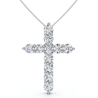 Pompeii3 2Ct TW Diamond Cross Womens Necklace 14k Gold Lab Grown 1 Tall