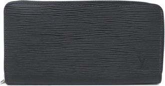 Louis Vuitton Black Leather Long Wallet (Bi-Fold) (Pre-Owned)