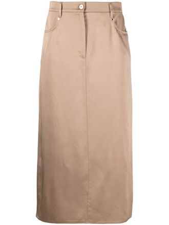 Brunello Cucinelli Straight midi-rok - Bruin