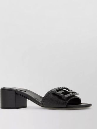 Fendi leather baguette mules block heel open toe
