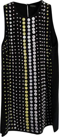 Versace Black Crystal & Bead Embellished Tunic Size XS