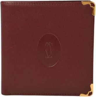 Cartier Pre-owned Must Bi-fold Portemonnee - Heren - Vintage Accessoires - Rood - ONE Size - Leer - Vintage