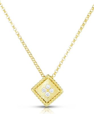 Roberto Coin Palazzo Ducale Diamond Pendant Necklace in Yellow Gold at Nordstrom, Size 18 In
