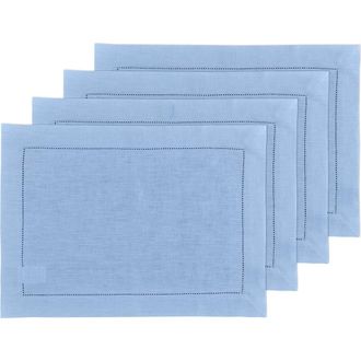 Solino Home Linen Placemats - Classic Hemstitch, 14 x 19 in Cornflower Blue at Nordstrom, Size Medium