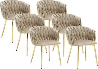 VENTE-UNIQUE.COM Set de 6 sillas terciopelo beige