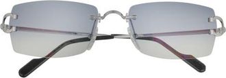 Cartier 56mm Rimless Rectangular Sunglasses in Silver at Nordstrom