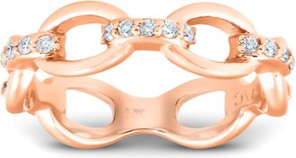 Pompeii3 1/4Ct Diamond Link Fashion Ring Womens 14k Rose Gold Anniversary Band