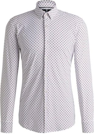 BOSS Slim-fit shirt in geometric-print performance-stretch jersey
