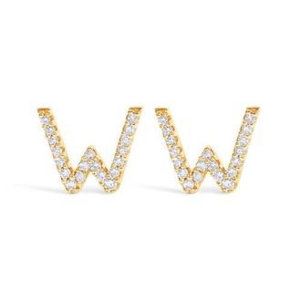 House of Brilliance 10K Gold 1/10 Cttw Diamond Initial A to Z Stud Earring in Yellow Gold | W at Nordstrom