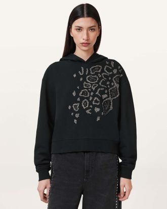 AllSaints Womens Cotton Pippa Flow Embellished Hoodie, Size: XS
