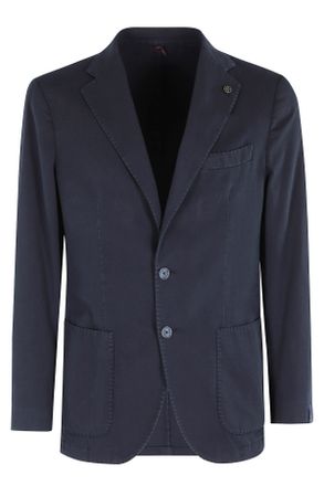 Santaniello Blue Oxford Single-Breasted Cotton Jacket