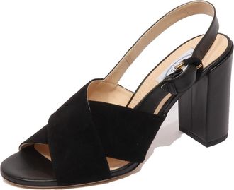 Tod's Suede/Leren Sandaal Fascia Schoen - Dames - Sandalen met hakken - Zwart - 37 EU - Schoenen