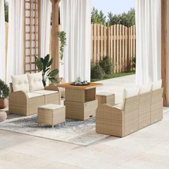 vidaXL Vidaxl - Conjunto De Sof&aacute; De Jard&iacute;n 8 Pcs Beige, Crema 80 X 80 X 71 Cm