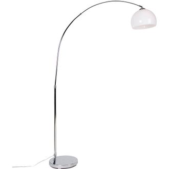 QAZQA Moderno L&aacute;mpara Arqueada Moderna Cromada Con Pantalla Blanca - Arc Basic Pl&aacute;stico /acero Redonda /alargada Adecuado Para Led Max. 1 X 20 Watt - Qazqa