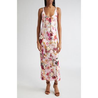 L'agence Akiya Floral Satin Maxi Dress in Pink Multi Rococo at Nordstrom Rack, Size Small