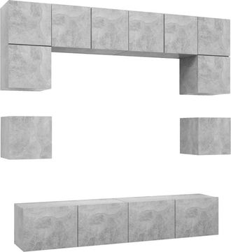 vidaXL Vidaxl - 8 Piece tv Cabinet Set Concrete Grey Engineered Wood
