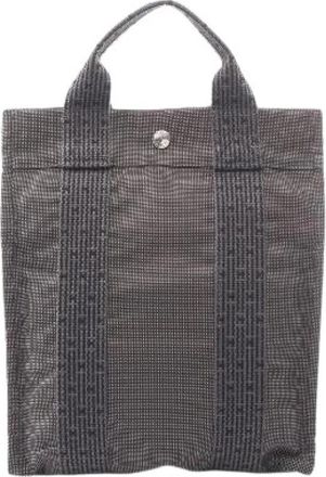 Herm&egrave;s Pre-owned Herline Ad PM Nylon Canvas Rugzak - Dames - Vintage Rugzakken - Grijs - ONE Size - Nylon - Vintage