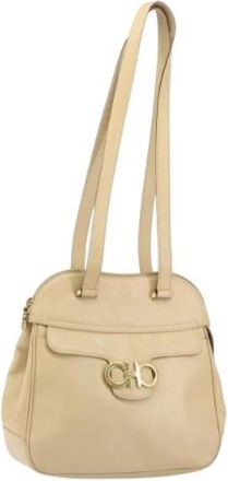 Ferragamo Tweedehands leren schoudertassen - Dames - Vintage Schoudertas - Beige - ONE Size - Vintage