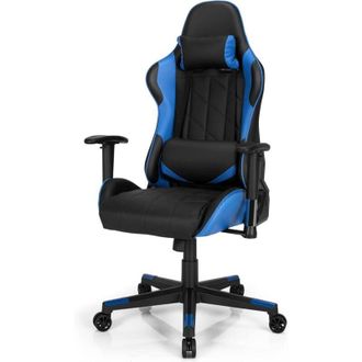 Costway Costway Silla De Gaming Giratoria A 360&deg;, Silla Ergon&oacute;mica Para Ordenador Con Coj&iacute;n Lumbar, &Aacute;ngulo Regulable (azul)