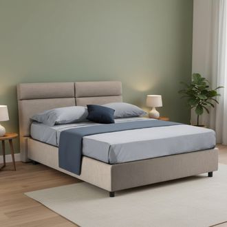 Dmora Cama Matrimonial Asica, Matrimonio Con Colch&oacute;n Incluido, Desenfundable Made In Italy, Almacenamiento, Gris Taupe Taupe