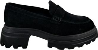 Hogan Zwarte Loafer met Tankzool - Dames - Loafers - Zwart - 36 1/2 EU - Leer - Schoenen