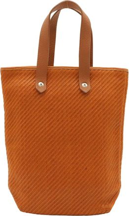 Herm&egrave;s Multi-Color Orange Wool Leather Handbag Tote Bag (Pre-Owned)