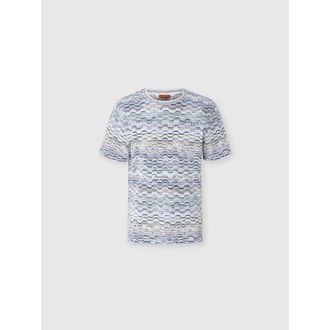 Missoni Crew-neck Cotton T-shirt With Raschel Knit And Greek Motif in Beige& White at Nordstrom, Size Xx-Large