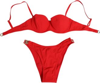 Dolce & Gabbana Red Nylon Swimsuit 2 Piece Top Bottom Womens Swimwear