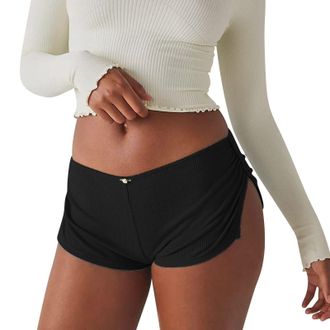 Generic Hot Pants Shorts Women Sexy - Striped Boxer Shorts Womens Low Rise Solid Colour Pyjama Shorts Women Fashion Stretch Tights Holiday Hot Pants Soft Comf