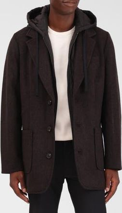 Bagatelle Wool Blend Blazer with Quilted Hooded Bib in Licorice at Nordstrom Rack, Size Small