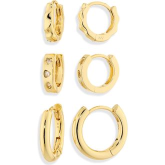 Argento Vivo Set of 3 Huggie Hoop Earrings in Gold at Nordstrom Rack