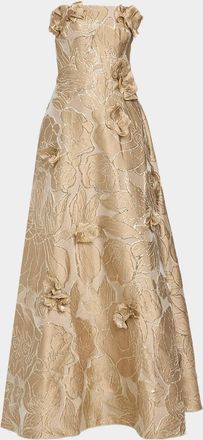 Rene Ruiz Strapless 3D Floral Gown