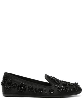 Miu Miu floral-motif satin ballerina shoes - Black