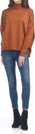 Papillon Turtle Neck Sweater With Ribbed Detail In Rust