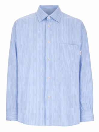 Amish Crinckle Relaxed Fit Vertical Stripes Shirt