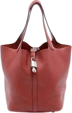 Herm&egrave;s Pre-owned Picotin Lock 18 - Dames - Vintage Tas - Rood - ONE Size - Leer - Vintage