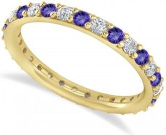 Allurez Diamond & Tanzanite Eternity Wedding Band 14k Yellow Gold (0.87ct)