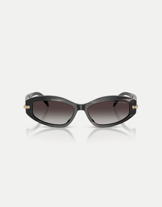 Michael Kors Wilmington occhiali da sole ovali con lenti grigie in effetto corno nero