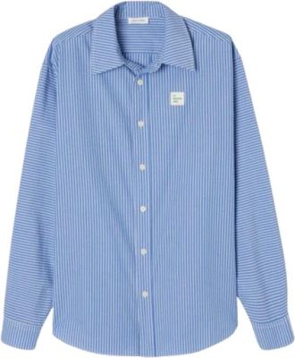 American Vintage Blauwe Oversized Shirt - Heren - Casual Overhemden - Blauw - M/L - Overhemden