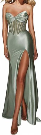 Alyce Paris Strapless Sweetheart Sculpted Prom Gown In Celadon