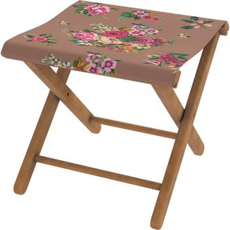 Vent de Boh&egrave;me Taburete plegable de eucalipto y tela outdoor floral moca