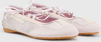 Diesel D-Mile - Lace-up ballerina flats in leather and mesh - Flats - Woman - Pink
